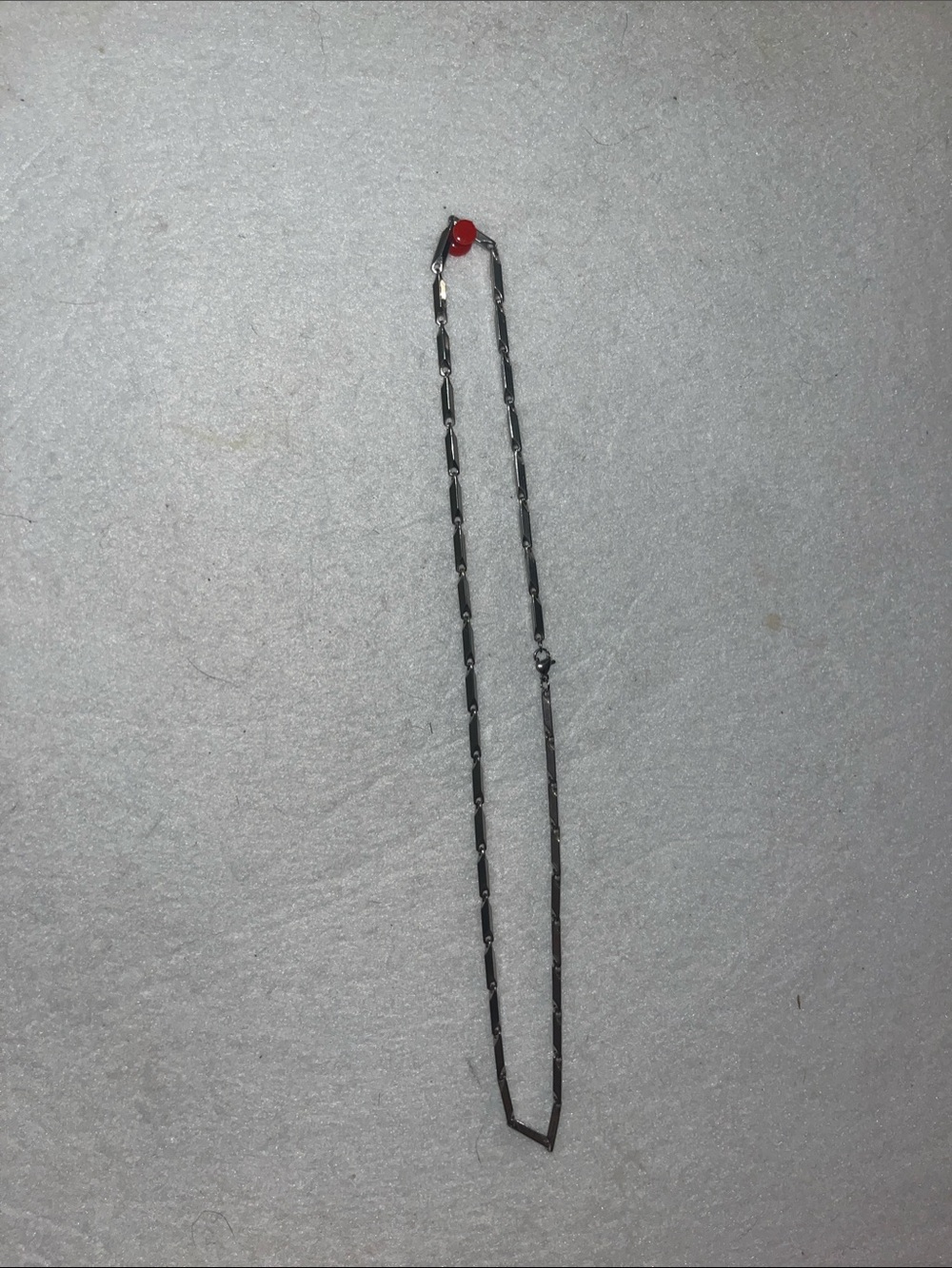 Minimal Black Link Necklace with Red Accent Bead